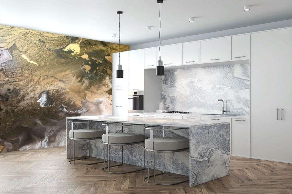 Фотообои в интерьере абстракция поталью  9-1655 фото