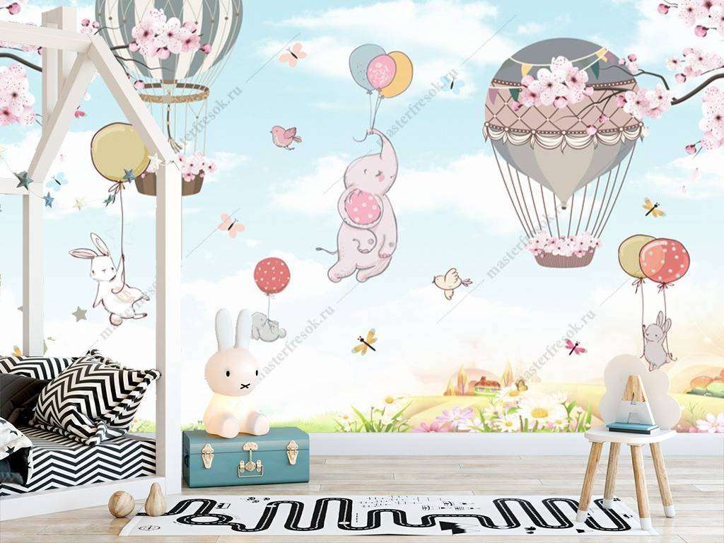 Фотообои в интерьере слоник на шаре  12-956 фото