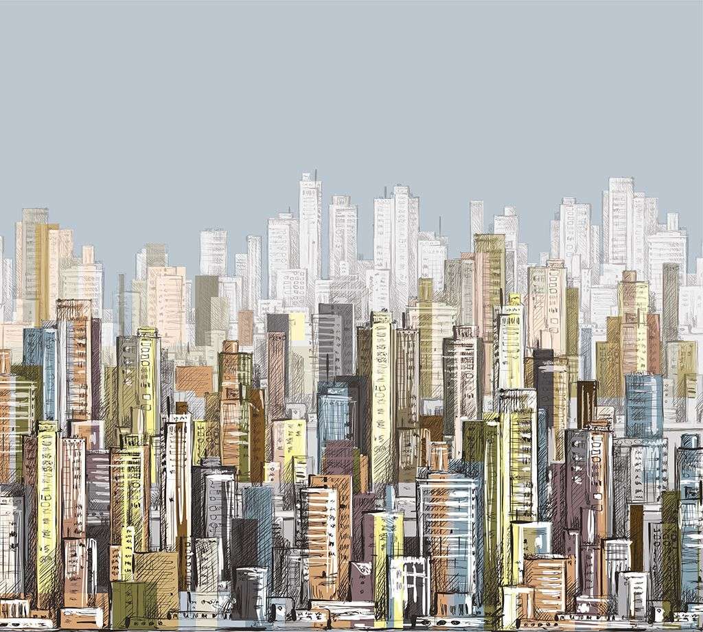 Фотообои в интерьере 3д рисунок город  9-1936 фото