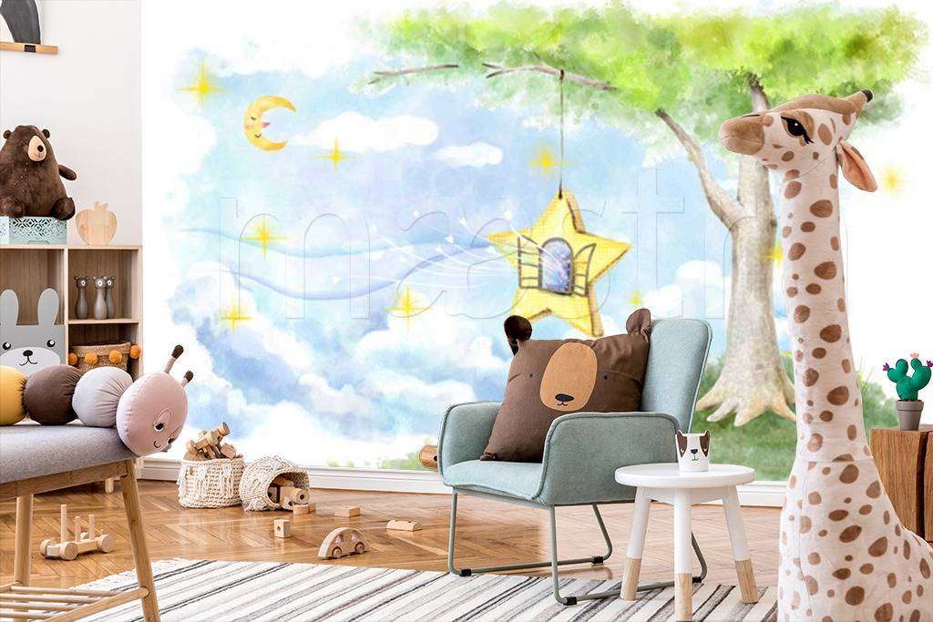 Фотообои в интерьере скворечник звезда.  12-316 фото