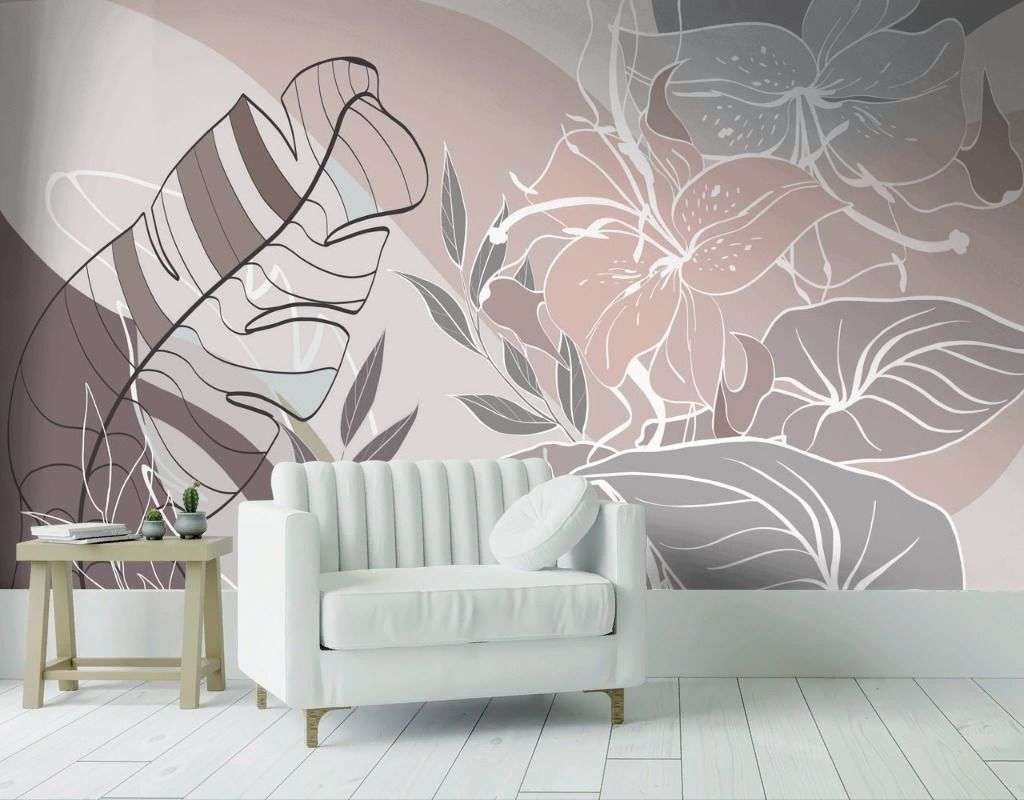 Фотообои в интерьере цветы абстракция  13-718 фото