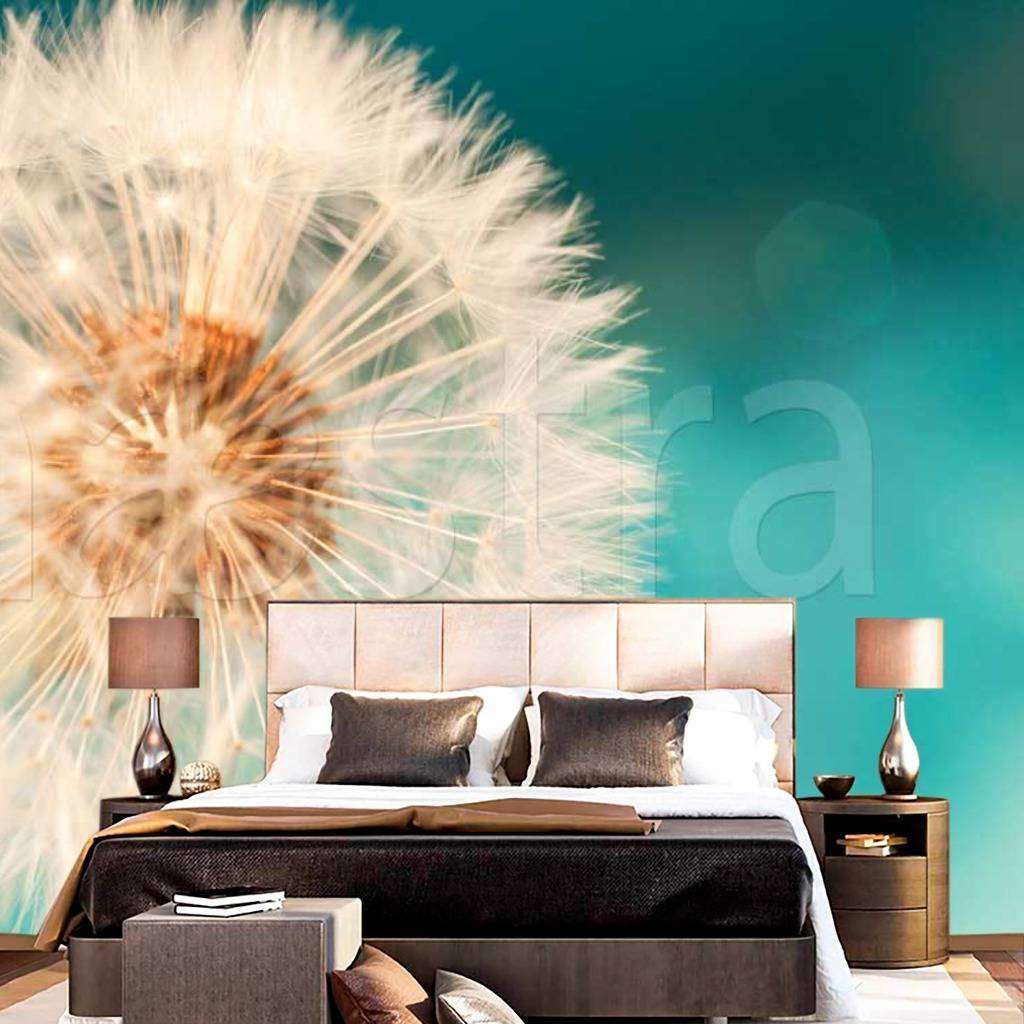 Фотообои Бесшовные обои на стену:  Одуванчик на бирюзовом фоне. Артикул: 10-064  