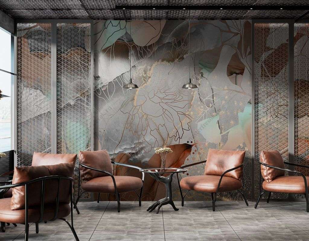 Фотообои в интерьере абстрактные лепестки  9-1618 фото