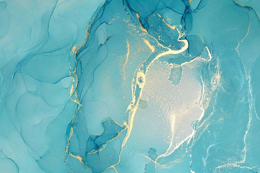 Фотообои в интерьере ярко голубой флюид  9-1440 фото