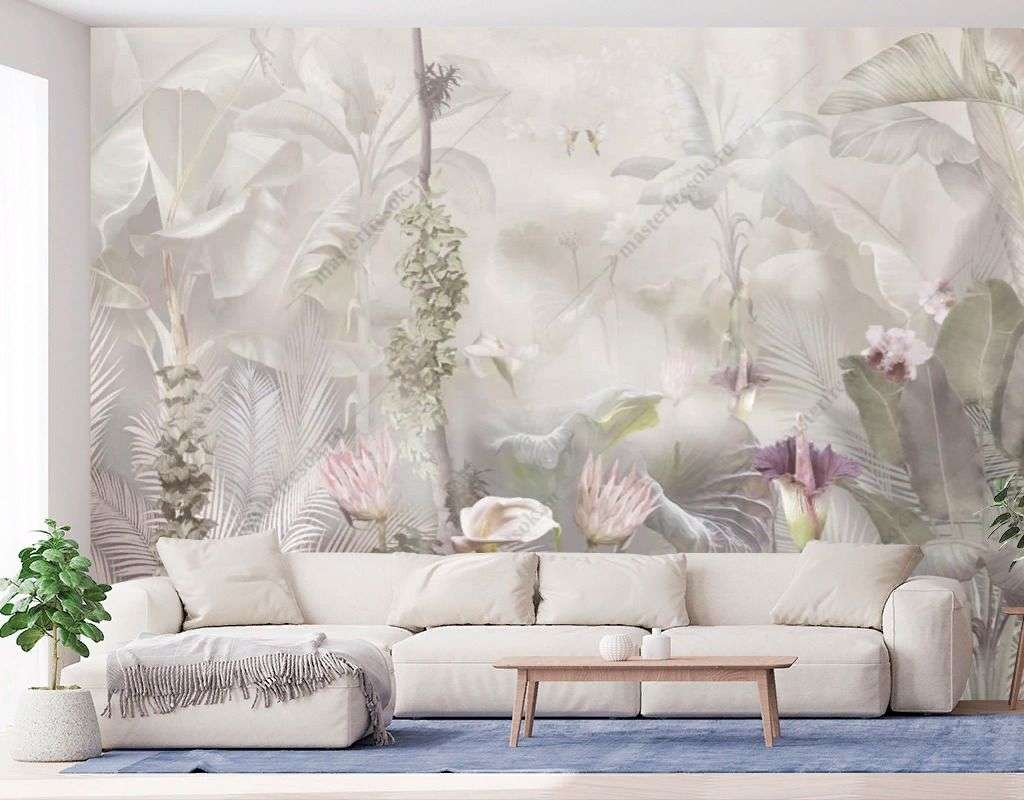 Фотообои в интерьере тропические растения  13-598 фото