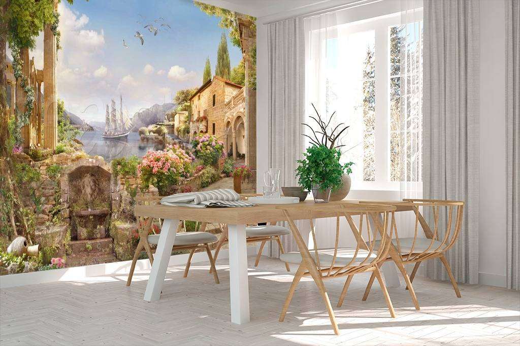 Фотообои в интерьере набережная античного города  11-067 фото