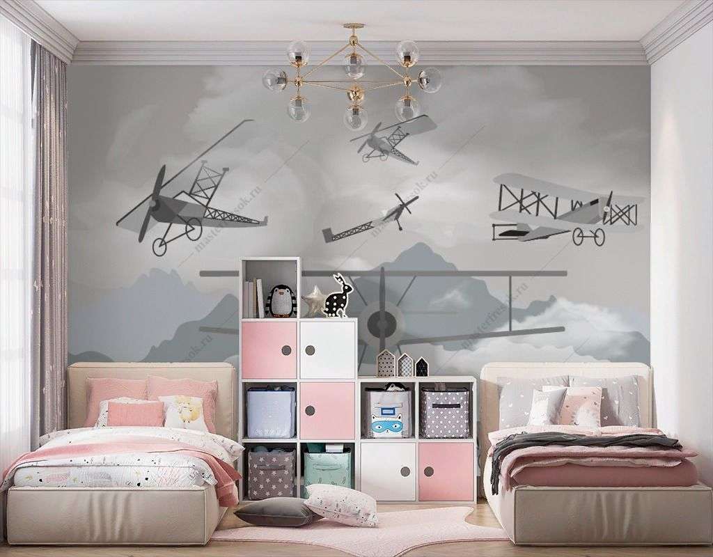 Фотообои в интерьере авиация в горах  14-383 фото