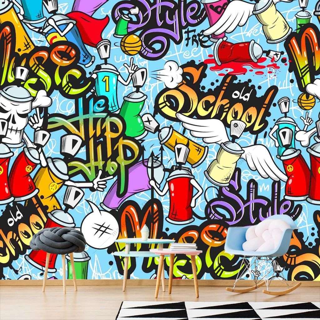 Фотообои в интерьере уличное граффити  12-1286 фото