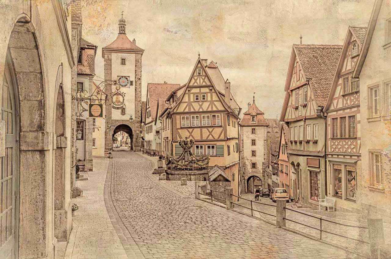 Фотообои в интерьере бежевая улочка европы  11-177 фото