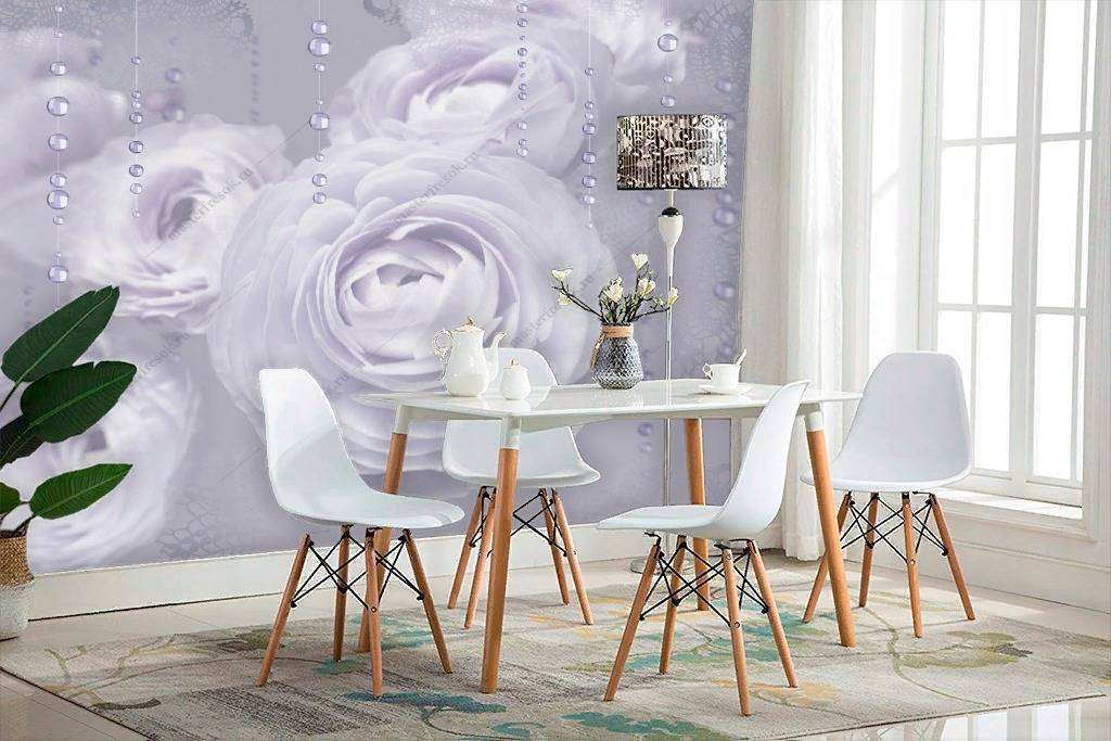 Фотообои в интерьере нежные розы  10-748 фото