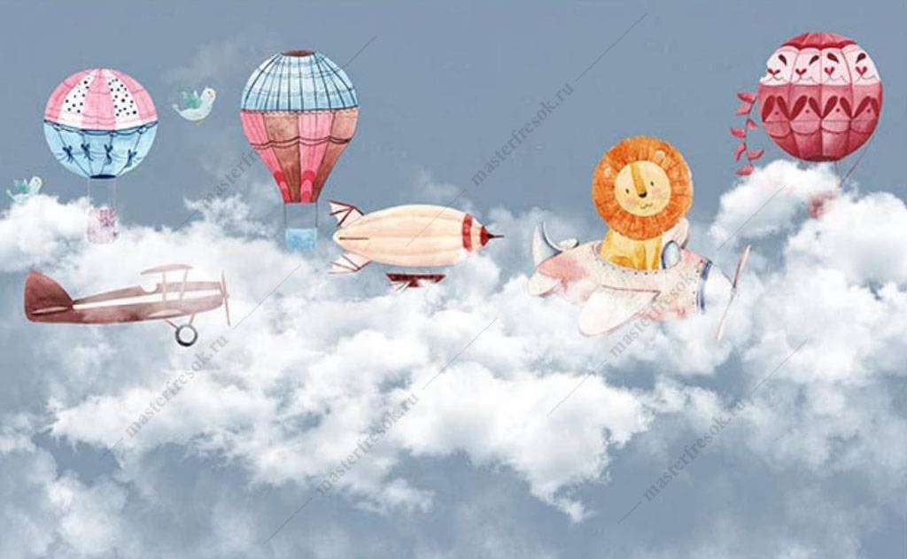 Фотообои в интерьере лев на вертолете  16-001 фото