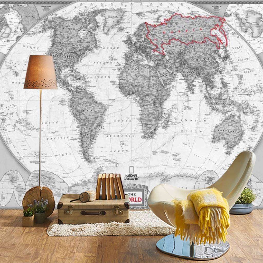 Фотообои Бесшовные обои на стену:  Карта черно белая. Артикул: 6-003  