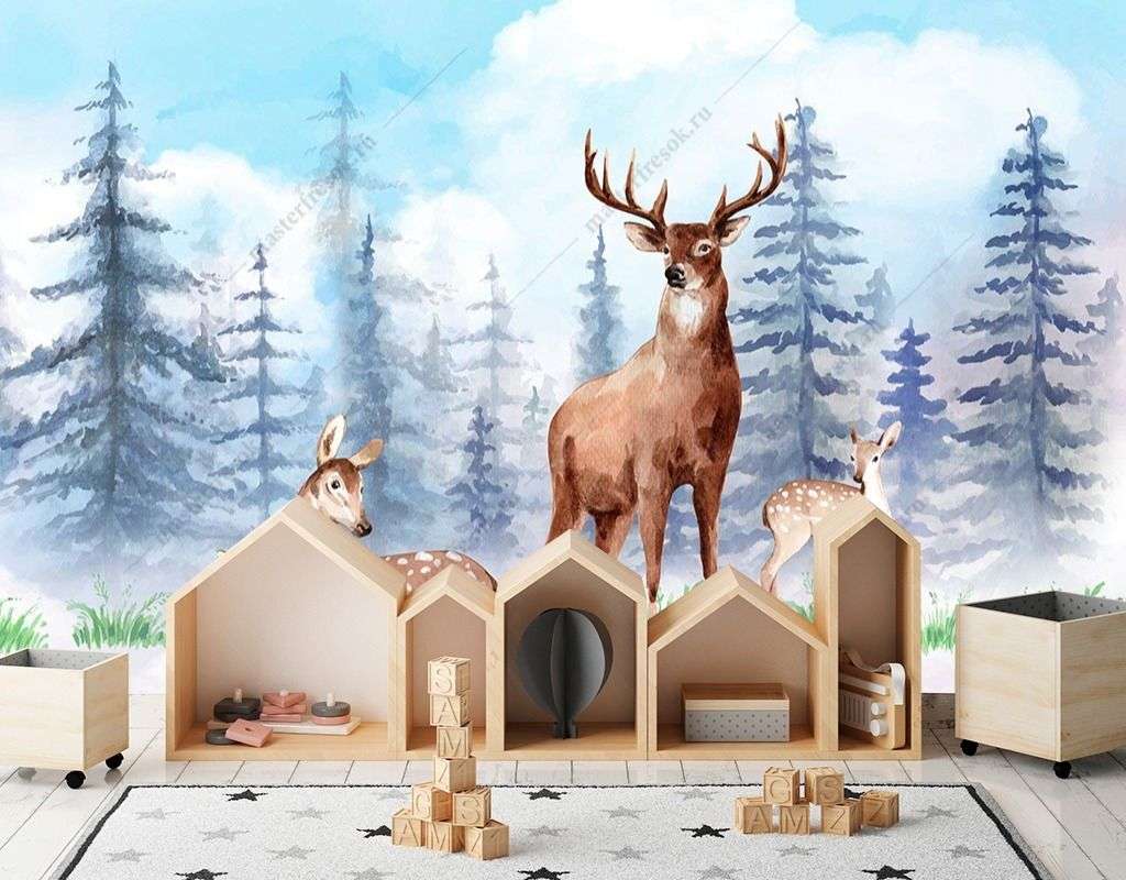 Фотообои в интерьере северный олень  12-1430 фото