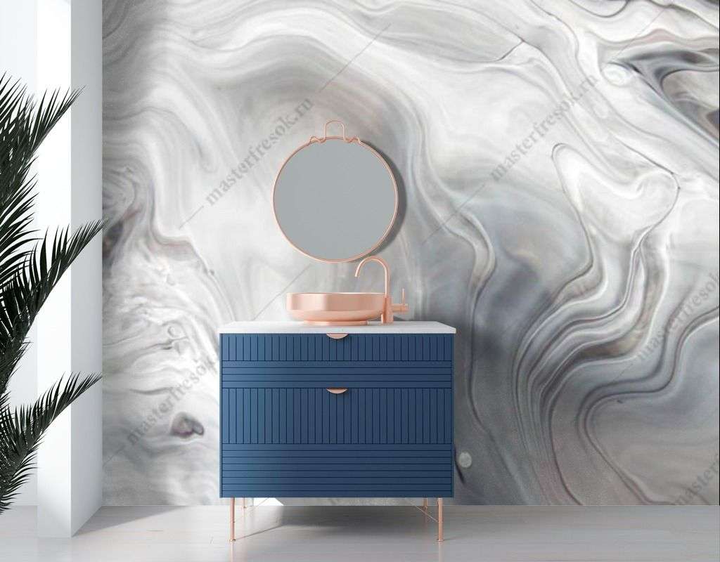 Фотообои в интерьере серый мрамор с разводами  9-1533 фото