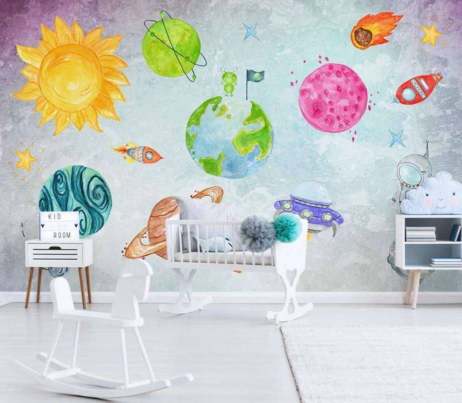 Фотообои в интерьере космос для детей  15-323 фото