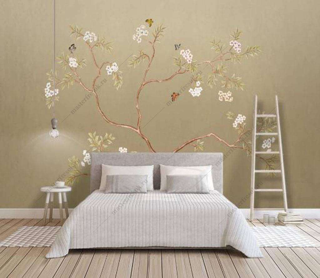 Фотообои в интерьере цветущая магнолия  15-902 фото