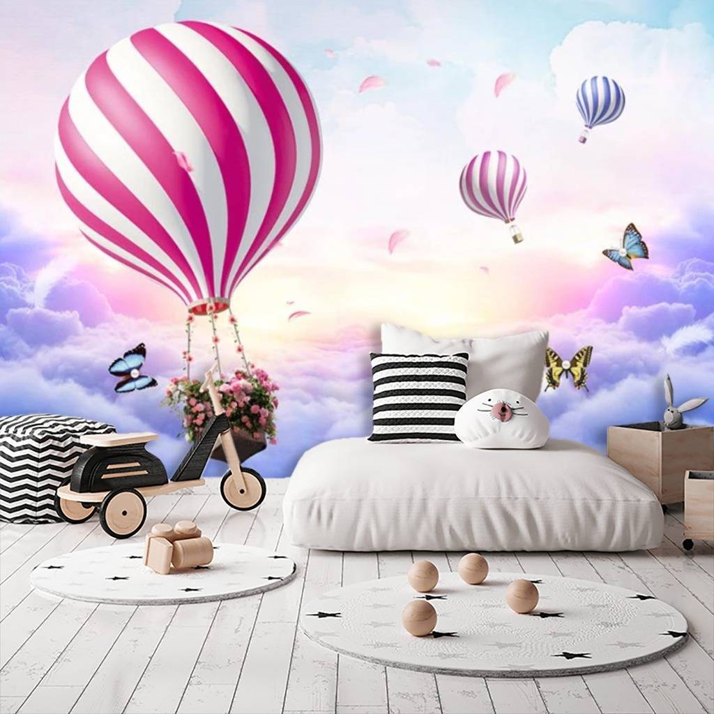 Фотообои Воздушный шар с розовыми полосками  15-309