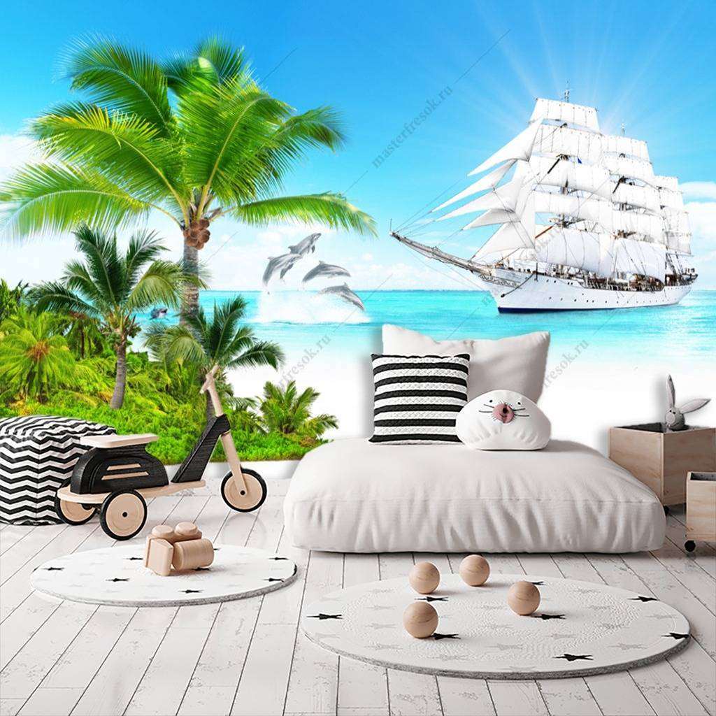 Фотообои в интерьере пляж белый  12-961 фото