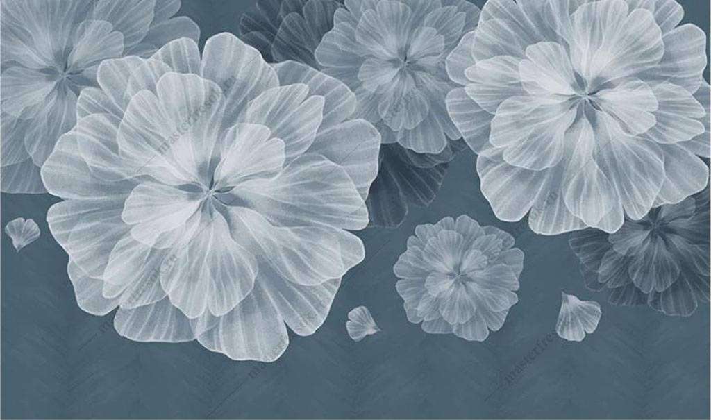 Фотообои в интерьере прозрачные цветы  16-123 фото