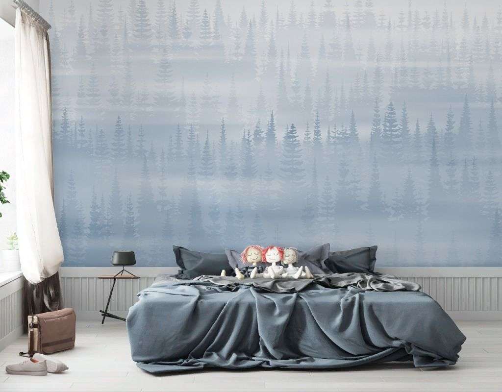 Фотообои в интерьере фон лес туманный  9-2032 фото