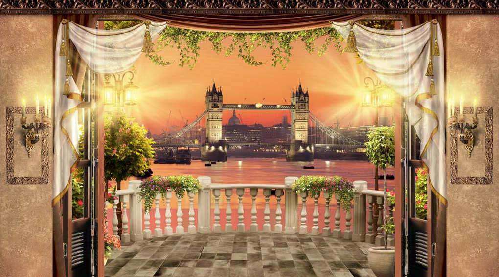 Фотообои в интерьере ночной вид на лондон  17-0016 фото