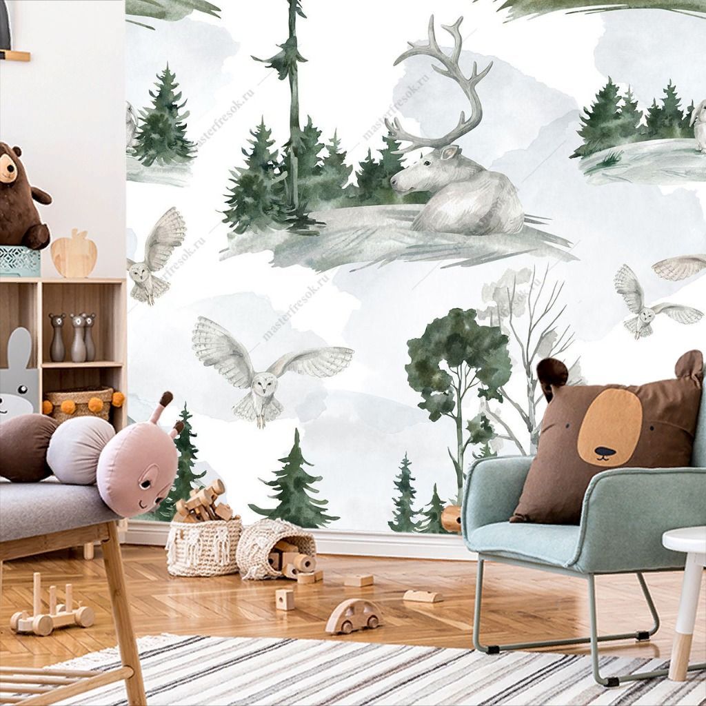 Фотообои Лесной фон с елочками  12-1497