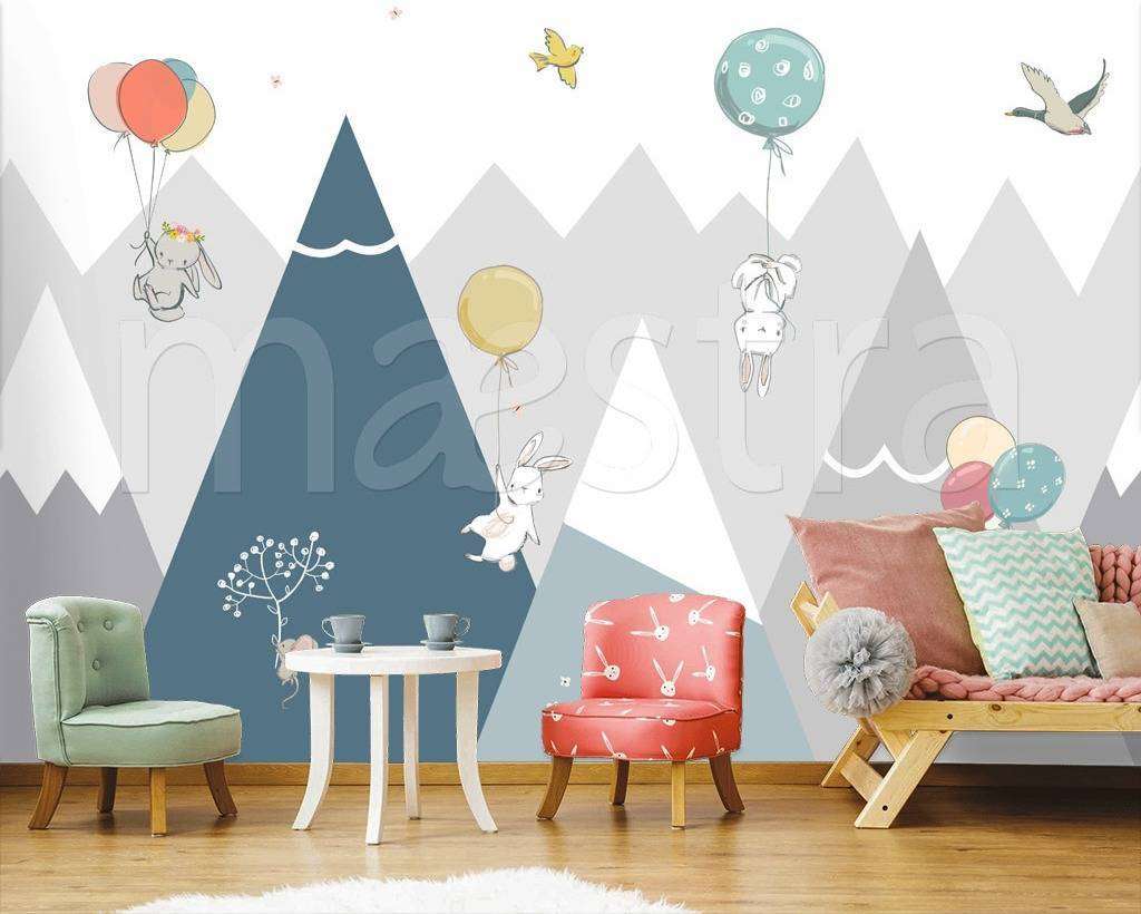 Фотообои в интерьере горы с животными  12-449 фото