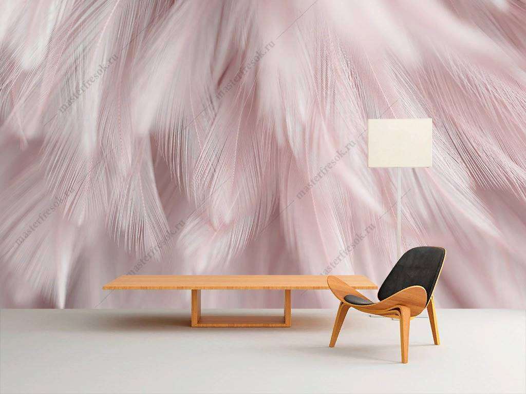 Фотообои в интерьере розовые перья  9-1224 фото