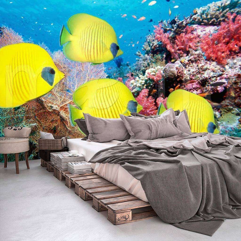 Фотообои в интерьере золотые рыбки  4-139 фото