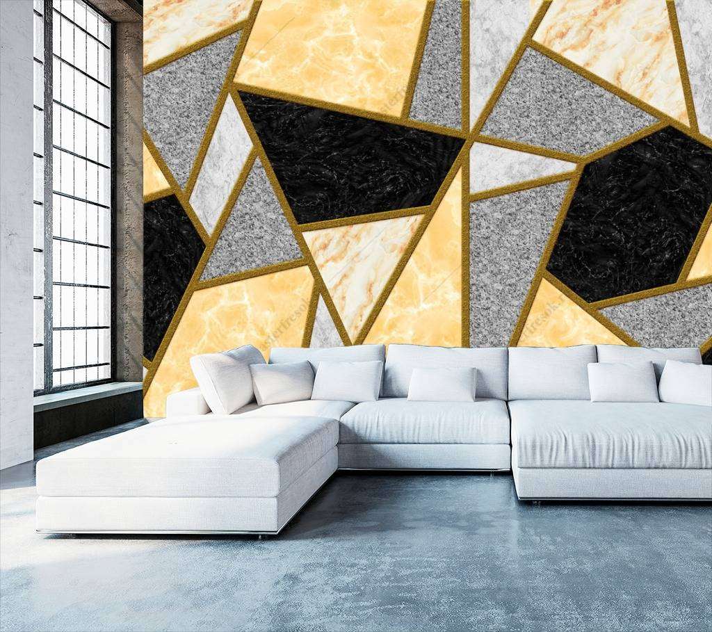 Фотообои в интерьере геометрический рисунок  10-678 фото