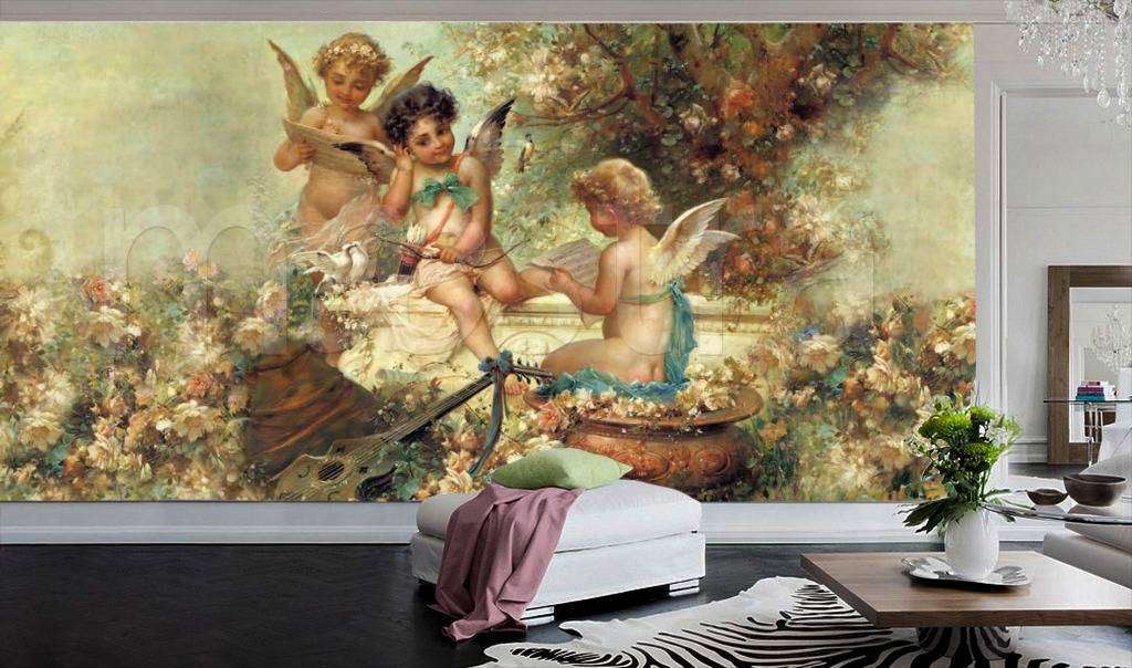 Фотообои в интерьере три ангела . ханс зацка.  1-023 фото