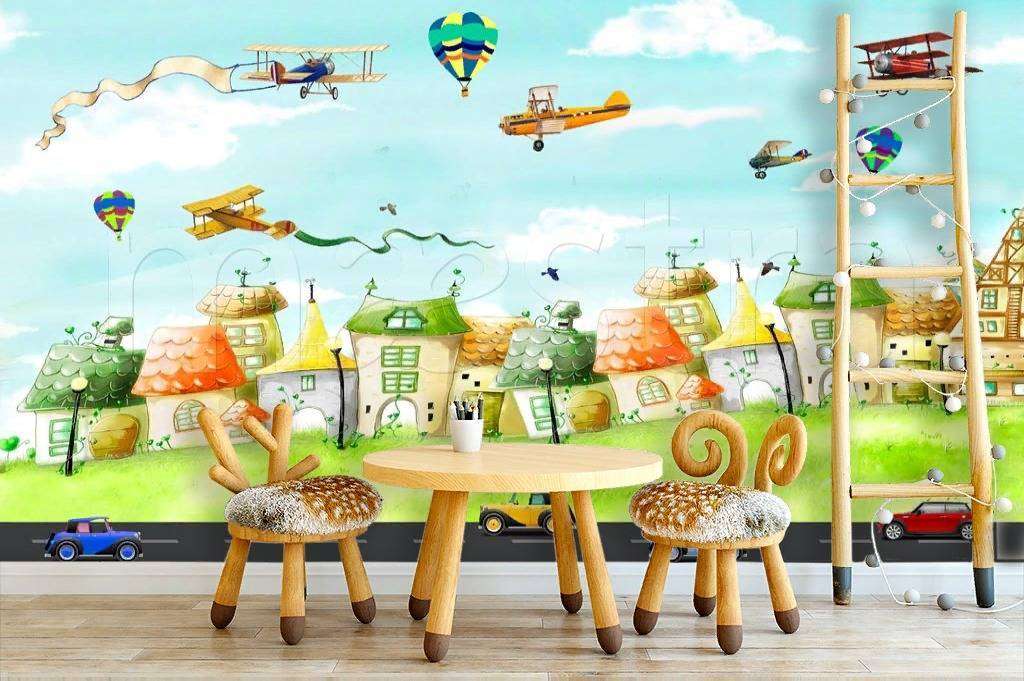 Фотообои в интерьере детский мегаполис  12-357 фото