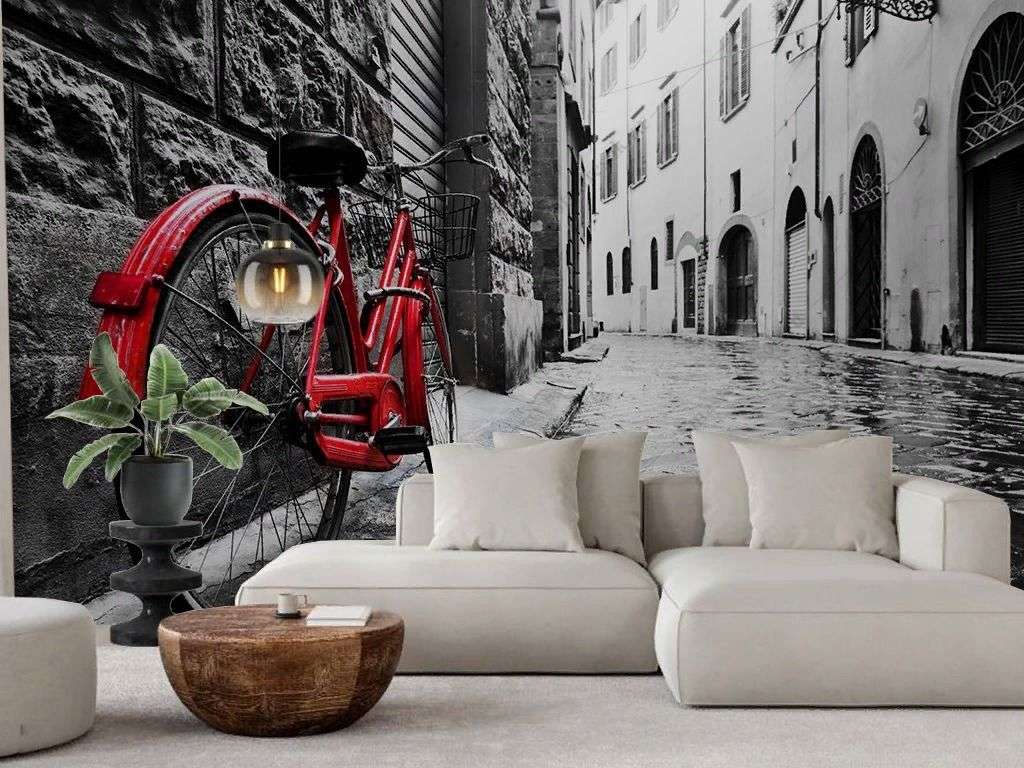 Фотообои в интерьере красный велосипед    9-1899 фото