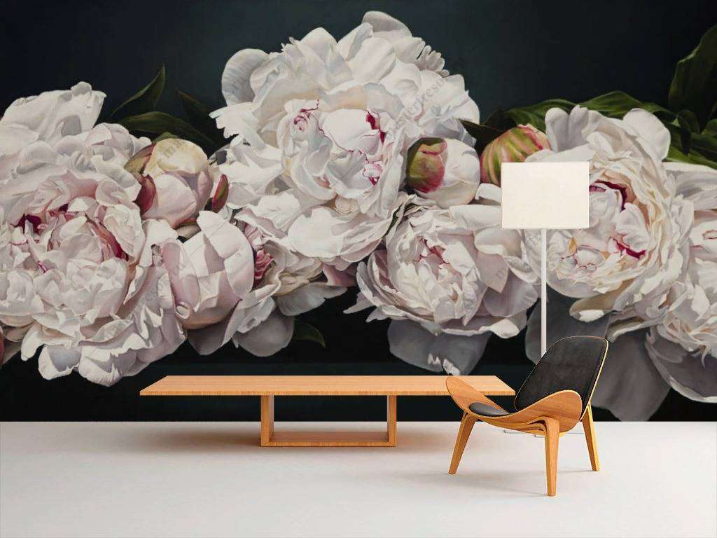 Фотообои в интерьере пионы  16-104 фото