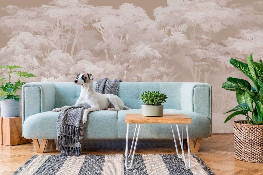 Фотообои в интерьере лес сепия  13-333 фото