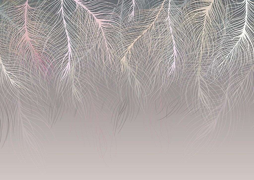 Фотообои в интерьере пушистые листья разноцветные  9-1857 фото