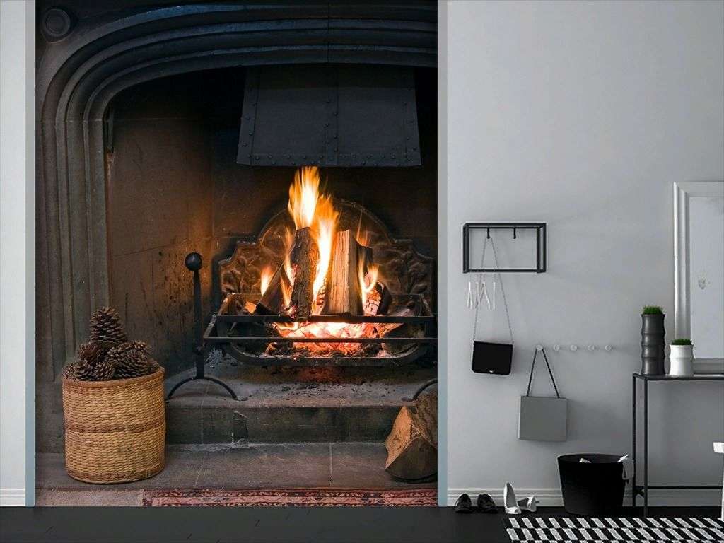 Фотообои в интерьере огонь в камине  9-2009 фото