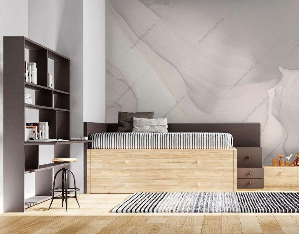 Фотообои в интерьере серый фон с разводами  9-1542 фото