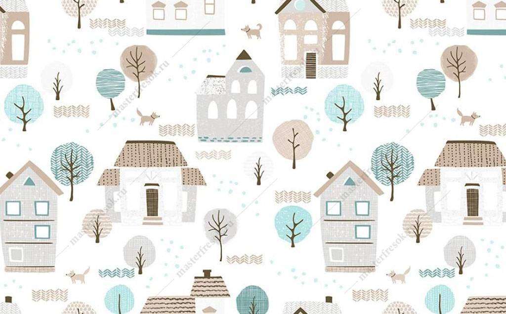 Фотообои в интерьере домики в лесу  16-048 фото