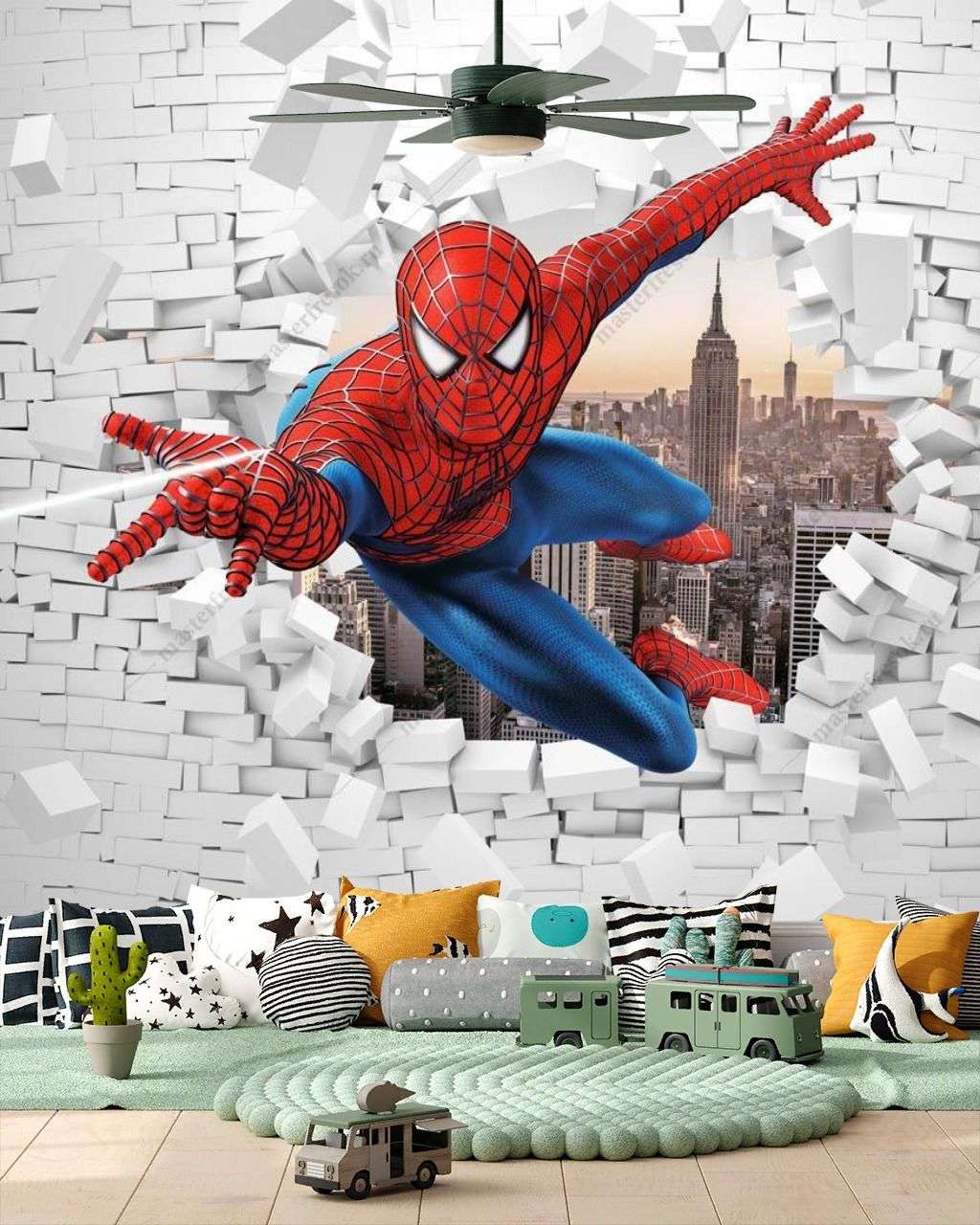 Фотообои в интерьере человек паук 3д  12-1209 фото
