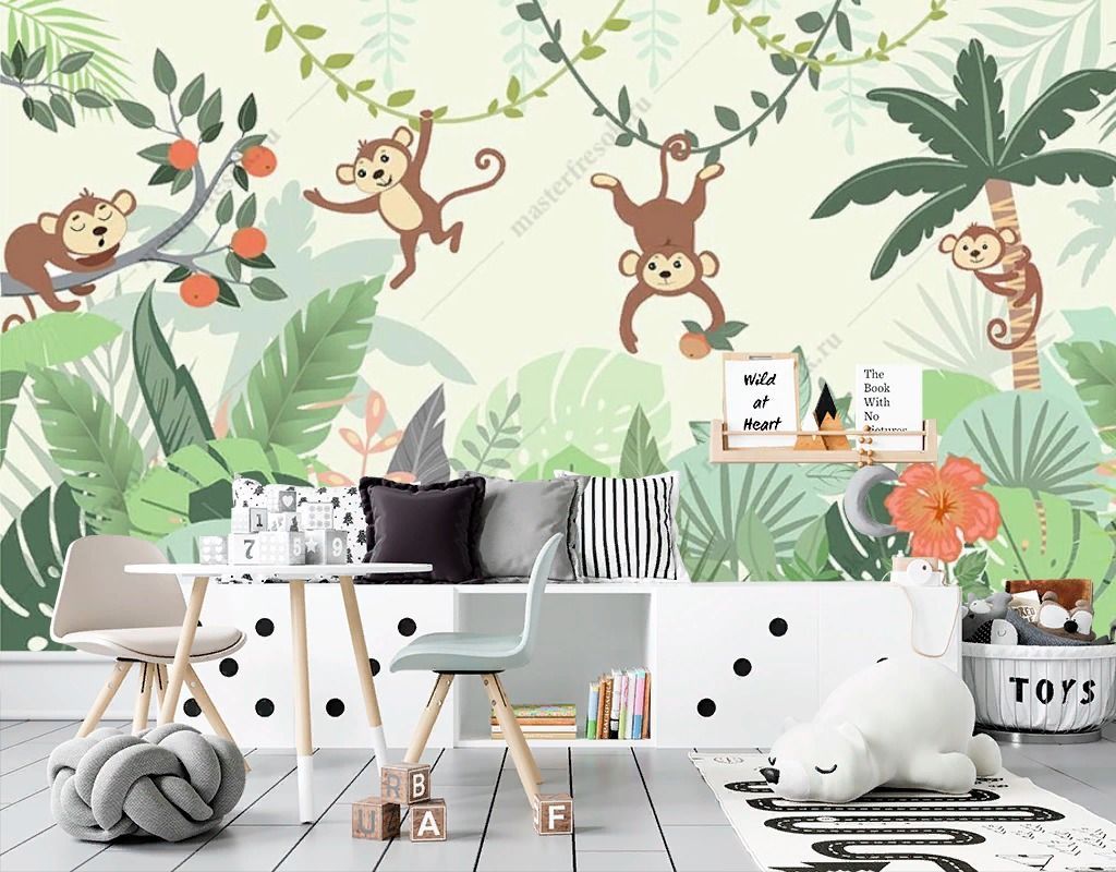 Фотообои Веселые обезьянки в джунглях  12-1528