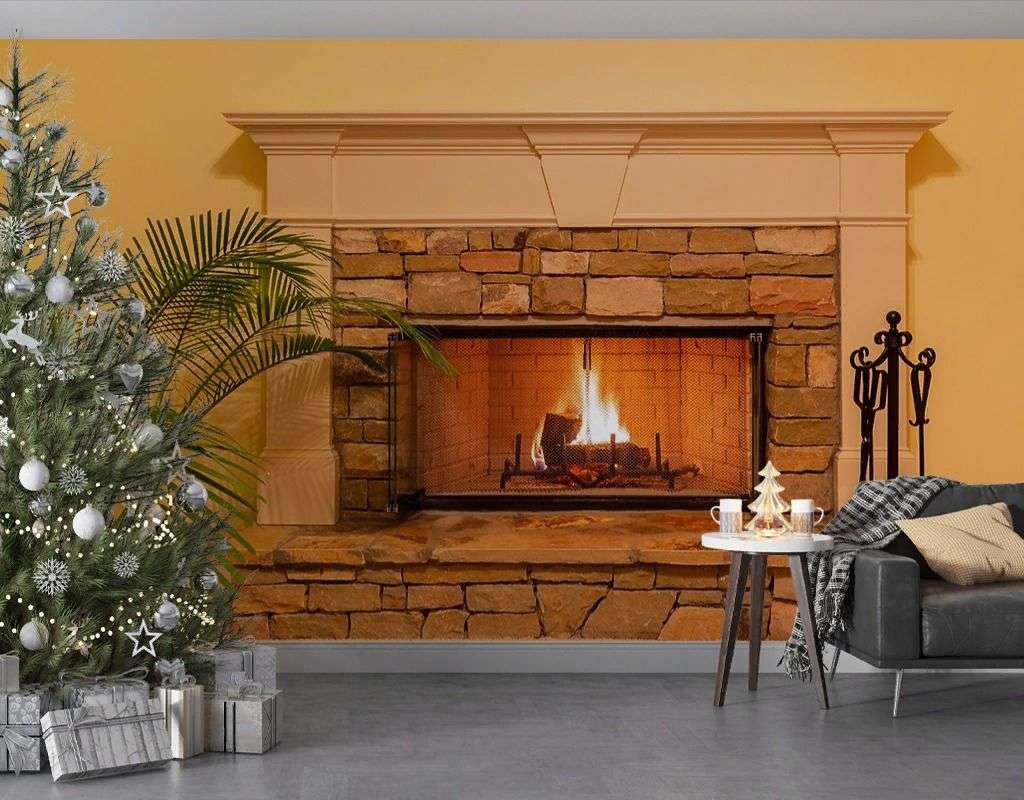 Фотообои в интерьере камин 3д  9-2013 фото