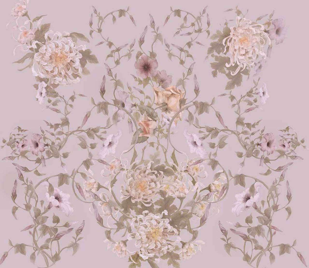 Фотообои в интерьере нежный цветочный узор  7-529 фото