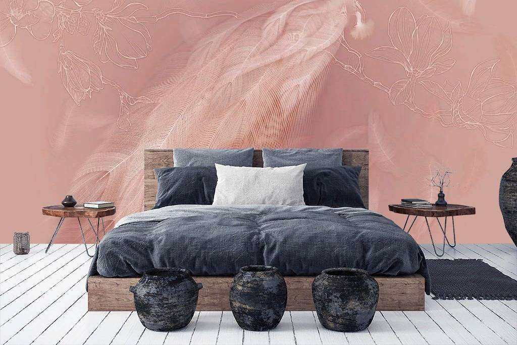 Фотообои в интерьере перья жар-птицы  13-264 фото