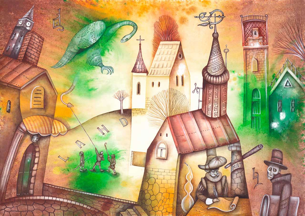 Фотообои в интерьере фантастическая улочка  9-247 фото