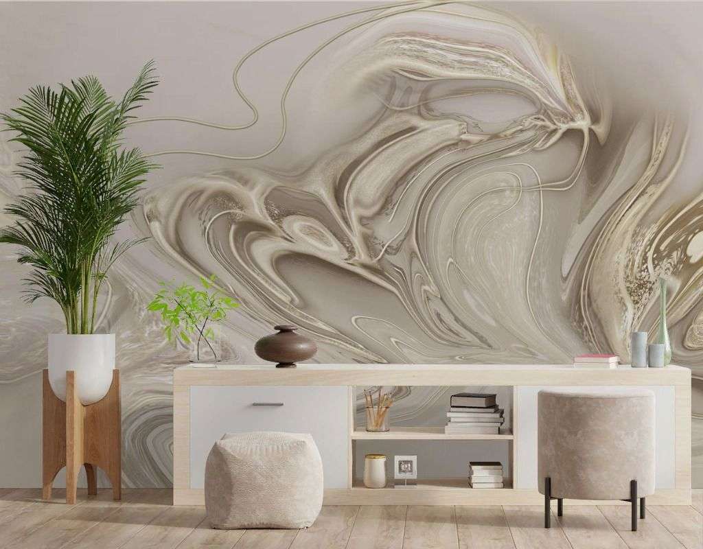 Фотообои в интерьере бежевые разводы  13-689 фото