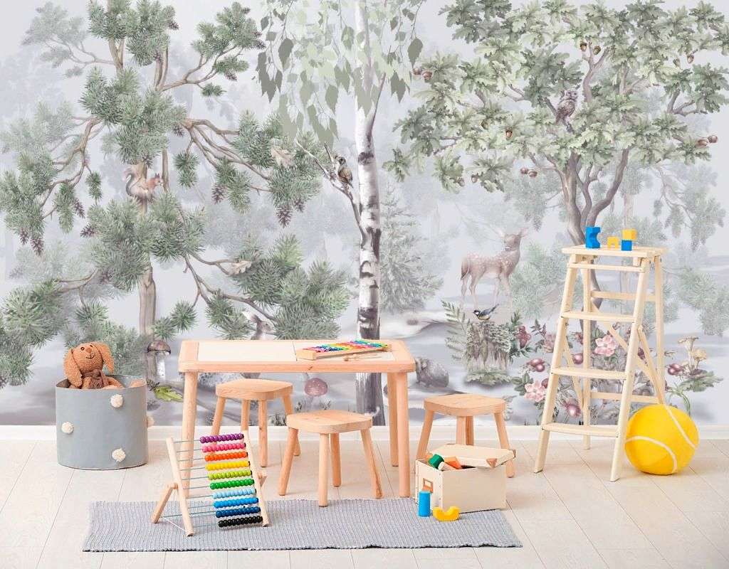 Фотообои в интерьере в детскую роща  13-714 фото