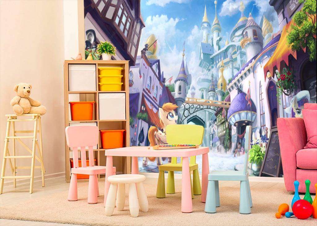 Фотообои в интерьере пони в городе  12-610 фото