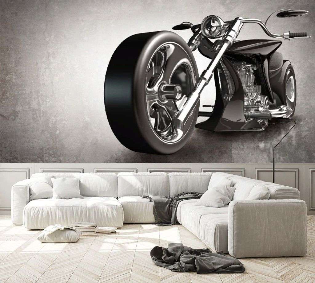Фотообои в интерьере чоппер. мотоцикл  9-2084 фото