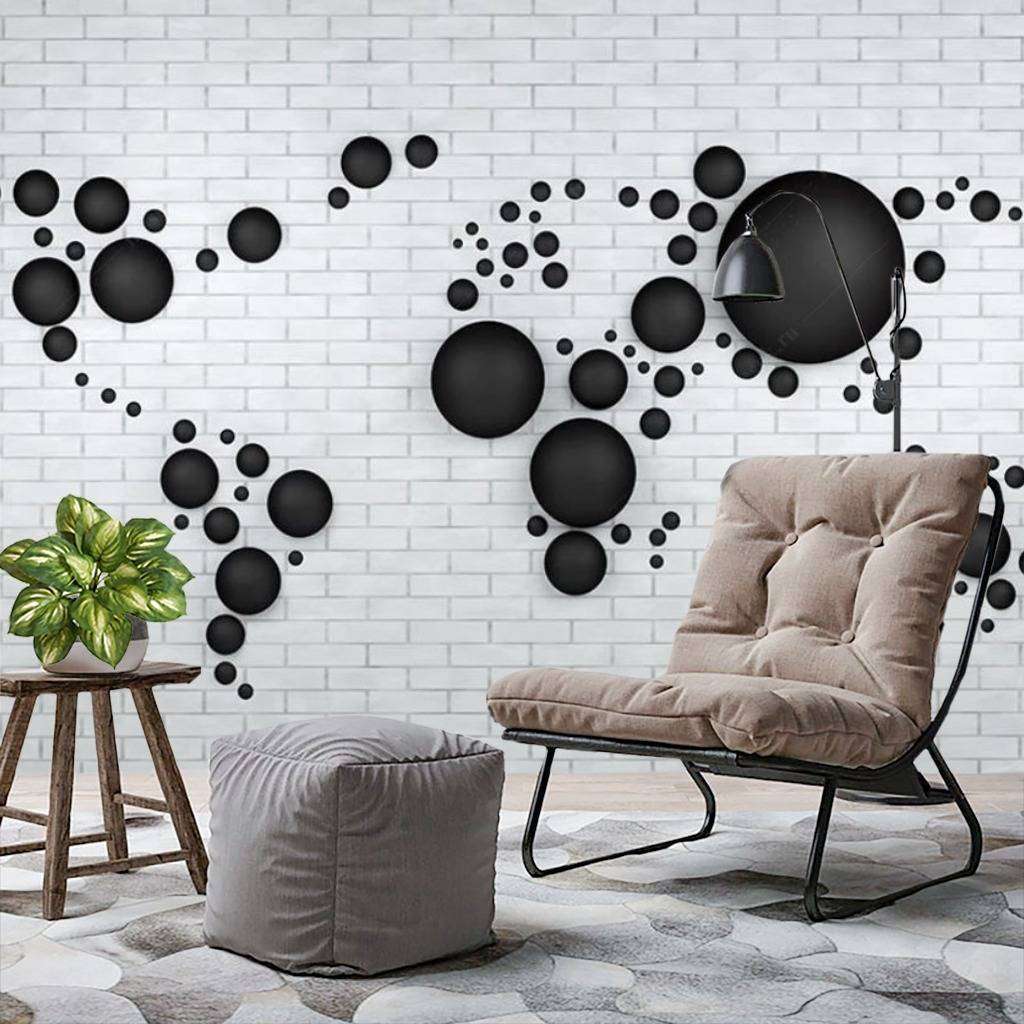 Фотообои в интерьере карта с шарами  15-603 фото